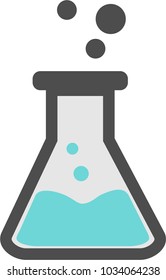 Conical flask flat design. Flat outlined vector icon.