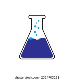 Conical flask icon, Chemical test tubes icons, Laboratory icon. Vector illustration, flat design.