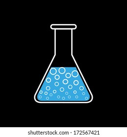Conical Flask, Icon Isolated on Black Background