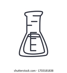 conical flask icon over white background, line style, vector illustration