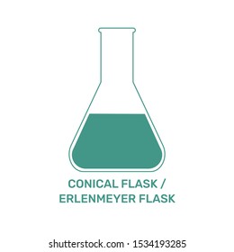 Conical flask laboratory glassware vector illustration isolated on white background. Erlenmeyer flask vector.