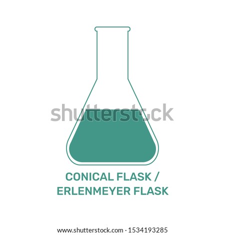 Conical flask laboratory glassware vector illustration isolated on white background. Erlenmeyer flask vector.