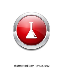 Conical Flask Red Vector Icon Button