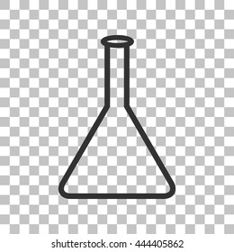 Conical Flask sign. Dark gray icon on transparent background.