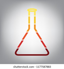 Conical Flask sign. Laboratory glass sign. Vector. Horizontally sliced icon with colors from sunny gradient in gray background.