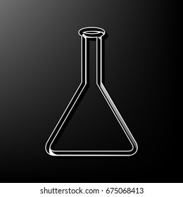 Conical Flask sign. Laboratory glass sign. Vector. Gray 3d printed icon on black background.