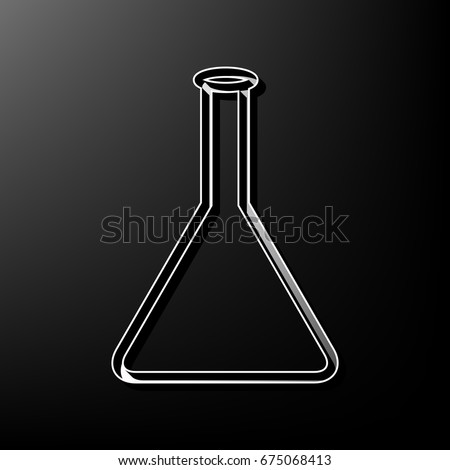 Conical Flask sign. Laboratory glass sign. Vector. Gray 3d printed icon on black background.