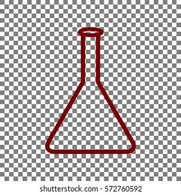 Conical Flask sign. Maroon icon on transparent background.