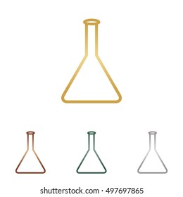 Conical Flask sign. Metal icons on white backgound.