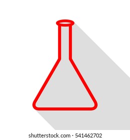Conical Flask sign. Red icon with flat style shadow path.
