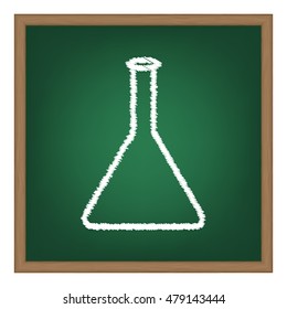 Conical Flask sign. White chalk effect on green school board.