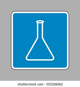 Conical Flask sign. White icon on blue sign as background.