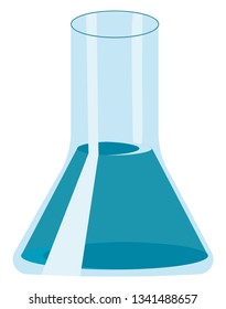 Un matraz cónico utilizado en laboratorio para experimentos científicos, dibujo o ilustración de color vectorial 