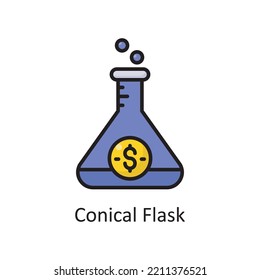Conical Flask Vector Filled Outline Icon Design illustration. Banking and Payment Symbol on White background EPS 10 File