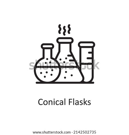 Conical Flask vector Outline Icon Design illustration. Educational Technology Symbol on White background EPS 10 File