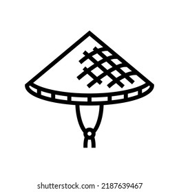 conical hat cap line icon vector. conical hat cap sign. isolated contour symbol black illustration