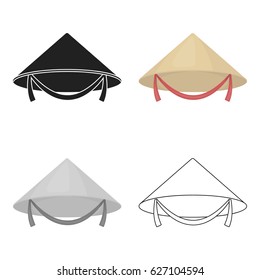 Conical hat icon in cartoon style isolated on white background. Hats symbol stock vector illustration.