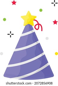 conical paperboard hat with star Concept Vector Color Icon Design, Party Celebrations Symbol, Winter Holiday Season Sign, New Year and Christmas Stock Illustration