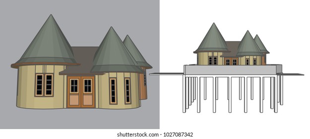 Conical roof, Vector & Illustration, image 1