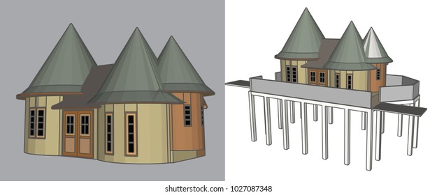 Conical roof, Vector & Illustration, image 2