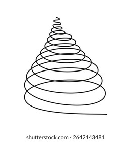 Conical spiral shape. Abstract geometric line. Dynamic vortex illustration. Hypnotic art Vector. E