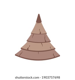 Conical wooden roof isolated on white background. Vector.