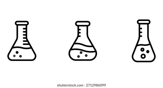 Paquete de diseño de contorno de frasco cónico o icono de línea.