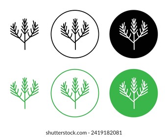 Conifer Branch Vector Icon Set. Fir Sprig Vector Symbol for UI Design.