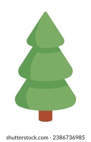 Conifer fir tree 2D cartoon object. Pine spruce. Evergreen tree isolated vector item white background. Environment nature. Vegetation plant. Coniferous forest color flat spot illustration