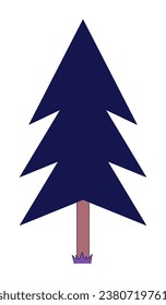 Conifer fir tree 2D linear cartoon object. Evergreen pine tree isolated line vector element white background. Woods forest pinetree. Vegetation. Woodland spruce color flat spot illustration