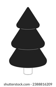 Conifer fir tree black and white 2D cartoon object. Pine spruce. Evergreen tree isolated vector outline item. Environment. Vegetation plant. Coniferous forest monochromatic flat spot illustration