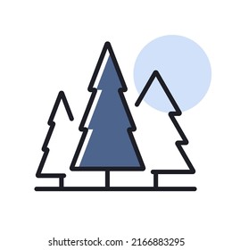 Conifer forest vector isolated icon. Nature sign. Graph symbol for travel and tourism web site and apps design, logo, app, UI