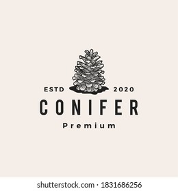 conifer hipster vintage logo vector icon illustration