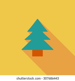 Conifer icon. Flat vector related icon with long shadow for web and mobile applications. It can be used as - logo, pictogram, icon, infographic element. Vector Illustration.