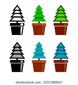 Conifer icon set, vector icon on white background