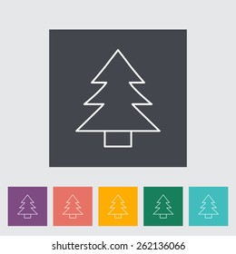 Conifer outline icon on the button. Vector illustration.