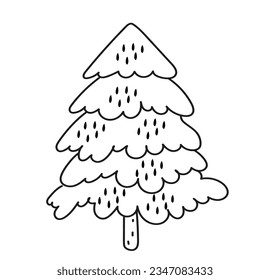 conifer pine fir needle trees doodle vector illustration