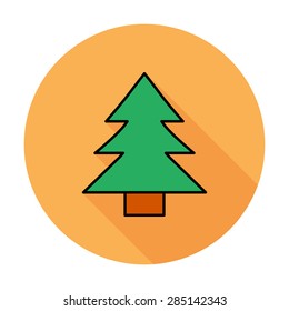 Conifer. Single flat color icon on the circle. Vector illustration.