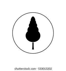 Conifer tree in a circle vector icon 
