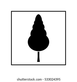 Conifer tree in a square vector icon