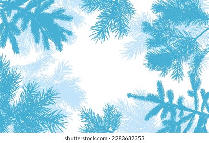 coniferous branches of trees silhouette, background. Vector illustration