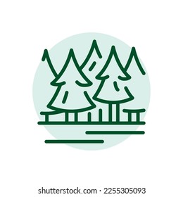 Nadelwald schwarze Linie Symbol. Naturlandschaft. Piktogramm für die Webseite