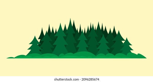 coniferous forest in flat style, vector