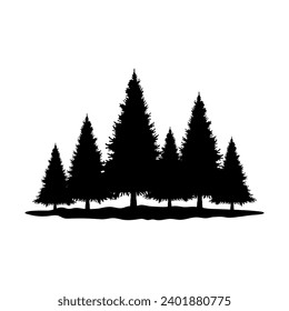 Coniferous forest icon. Spruce, tree. Black silhouette. Front side view. Vector simple flat graphic illustration. Isolated object on a white background. Isolate.