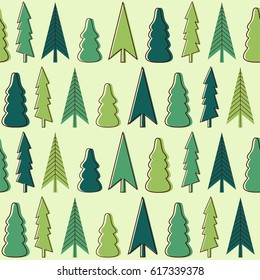 Coniferous forest. Seamless vector pattern.