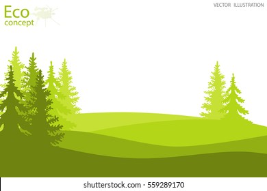 Coniferous forest silhouette template. landscape. Vector illustration. Background