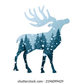 The coniferous forest symbol with moose.