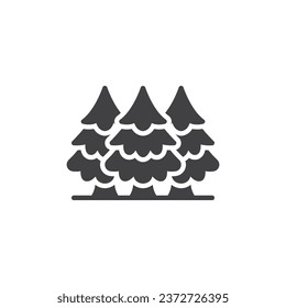 Coniferous forest trees vector icon. filled flat sign for mobile concept and web design. Snowy Trees glyph icon. Symbol, logo illustration. Vector graphics