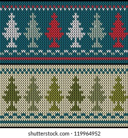 Coniferous forest weaving borders. Seamless pattern. Vector.