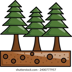 Coniferous forests concept, Forestry vector icon design, Shrubs and Trees symbol, Plants and Flowers sign, Landscaping and Garden Tools stock illustration